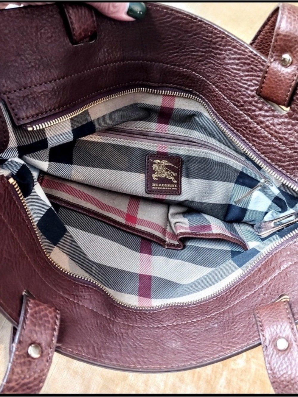 Burberry Beige Canvas Tote with Brown Leather Trim - Picture 4 of 9